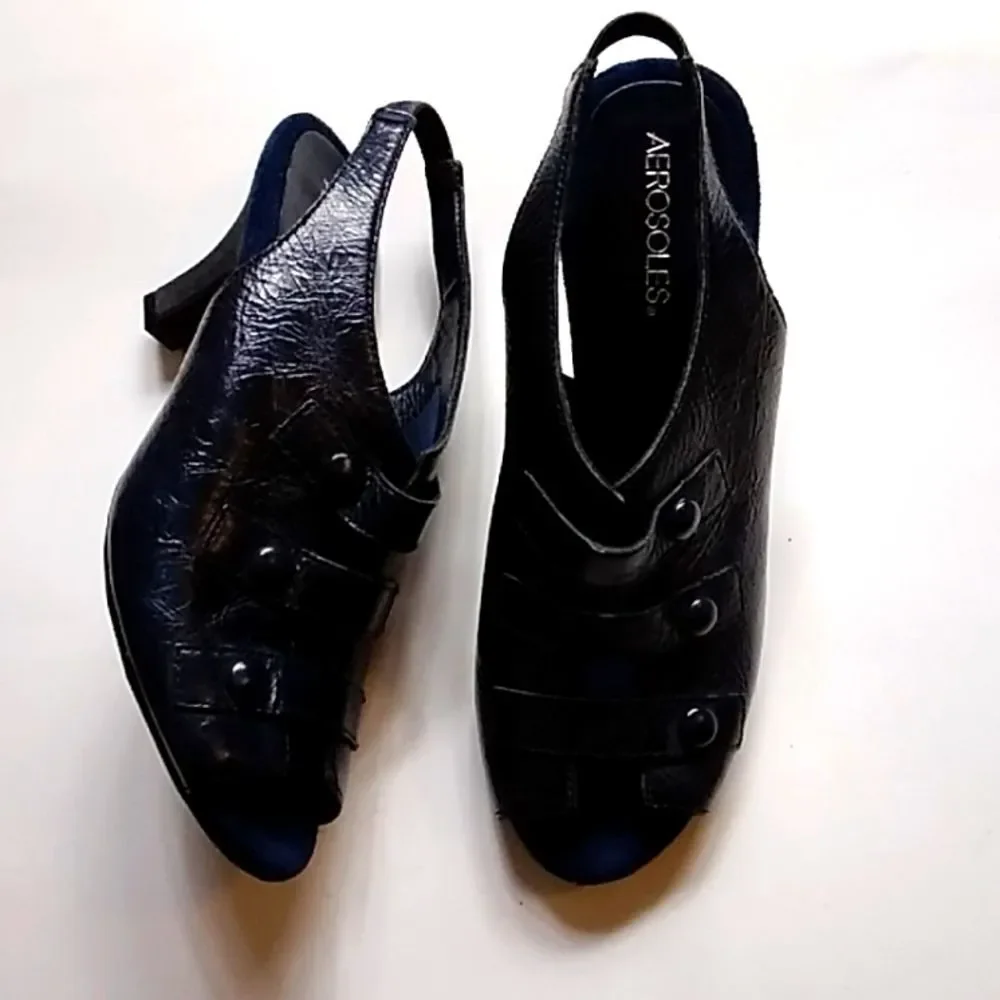 AEROSOLS LEATHER UPPER BALANCE BLACK WOMEN SHOES SIZE 9M